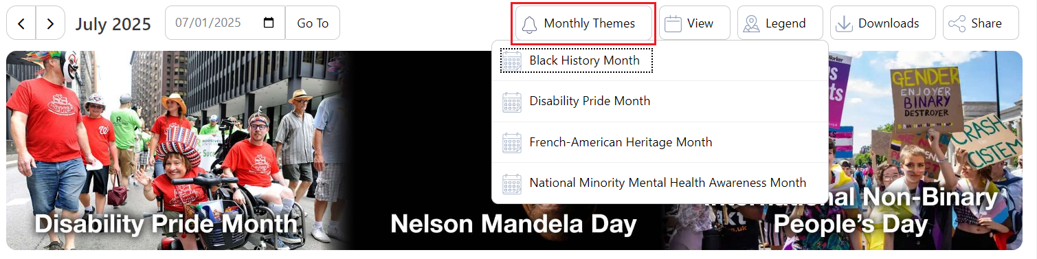 Diversity Calendar -Monthly Themes