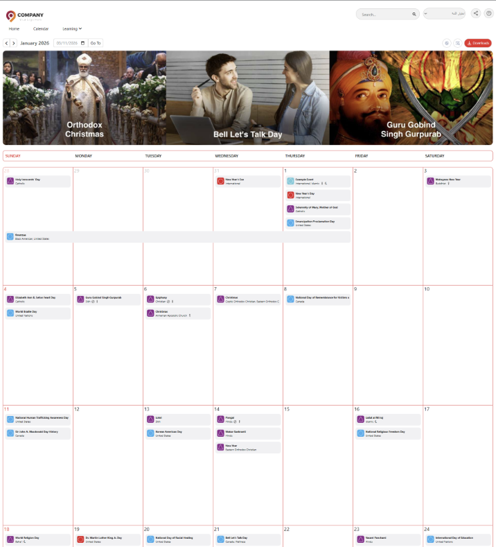 Belonging Calendar - Canada Belonging Calendar - Canada