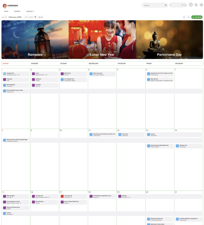 Belonging Calendar - Global Belonging Calendar - Global