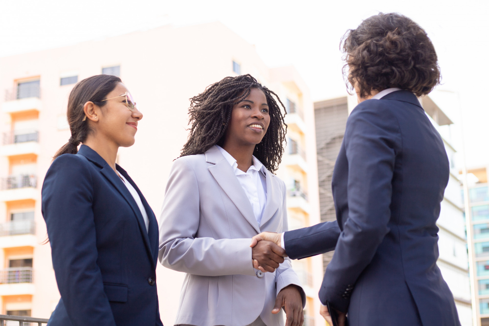 Colleagues shaking hands